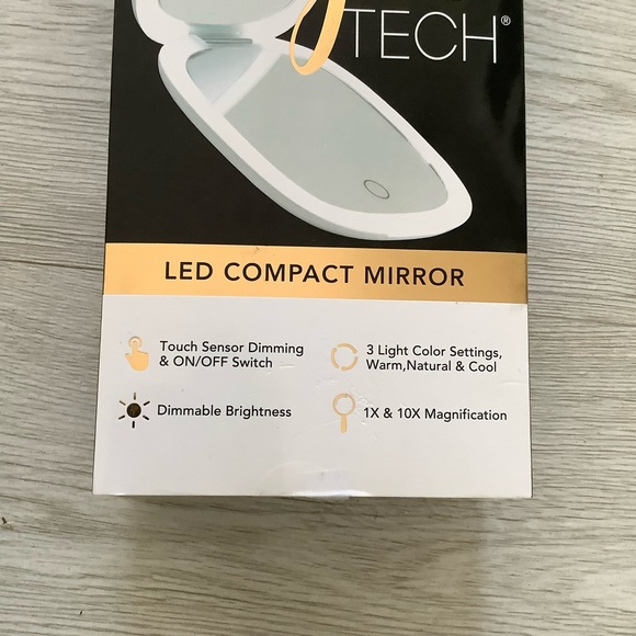 GLO TECH LED COMPACT Magnifying Small Mirror 1X & 10X Travel 4” BLACK AND WHITE - Picture 6 of 6